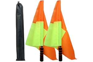 Soccer Referee Flag Checkered Rederee Flags with Storage Bag Weather-resistant Linesman Flag with Pole Foam Handle for Hockey