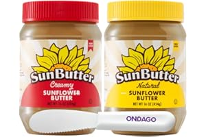 SunButter Sunflower Butter Variety Pack,16 oz (Pack of 2), Natural & Original Creamy Bundled with ONDAGO Sandwich Spreader