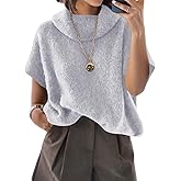 ZDC Womens Oversized Turtleneck Sweaters Short Batwing Sleeve Casual Slouchy Loose Fit Lightweight Pullover Knit Tops