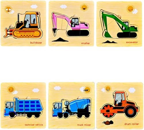 Amazon Toymytoy 8ピースパズル玩具ウッド3dラックパズル教育玩具3 6歳子供 エンジニアリング車 パズル おもちゃ