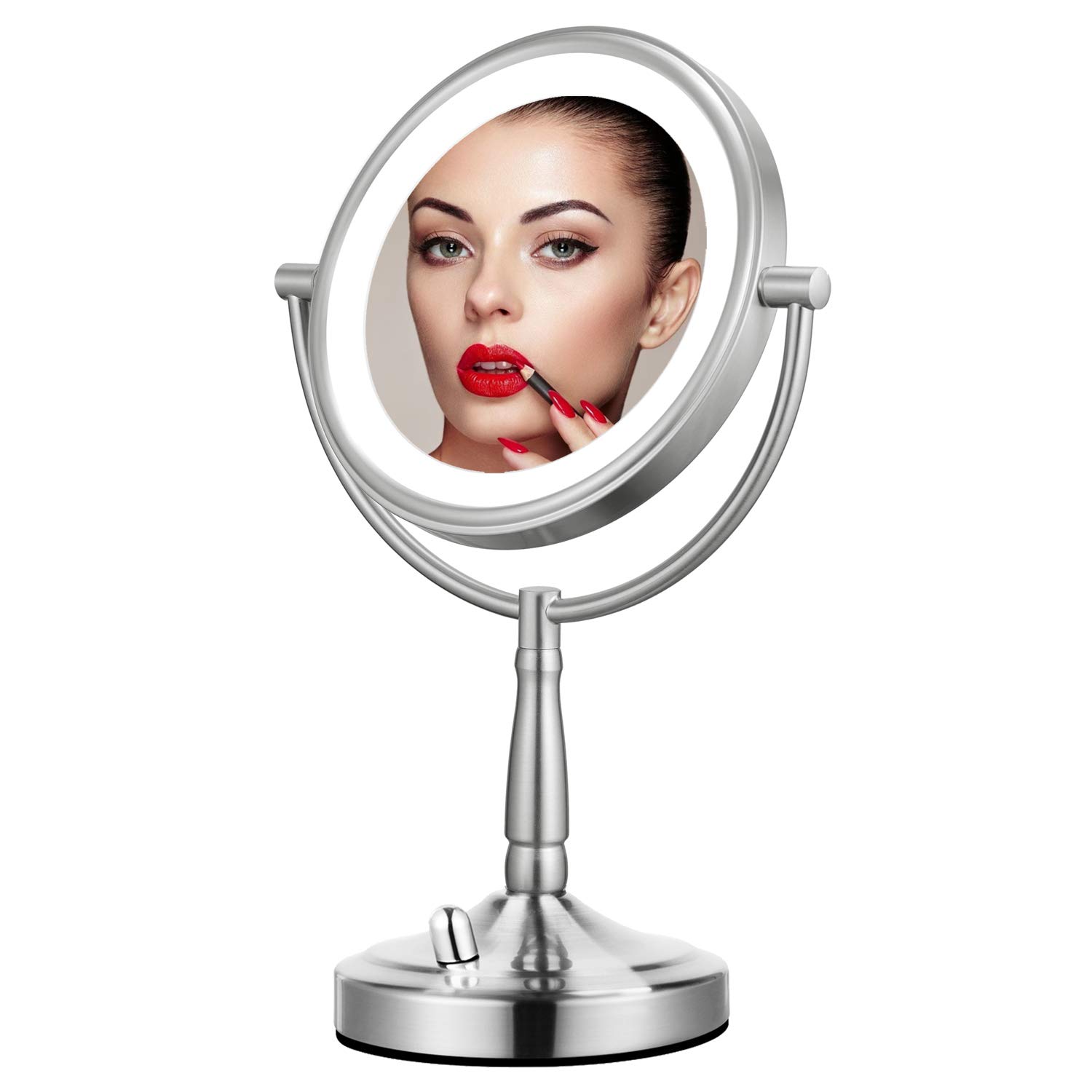 ALHAKIN Makeup Mirror with Lights, 8 Inch LED Lighted Magnifying Vanity Mirror 7X