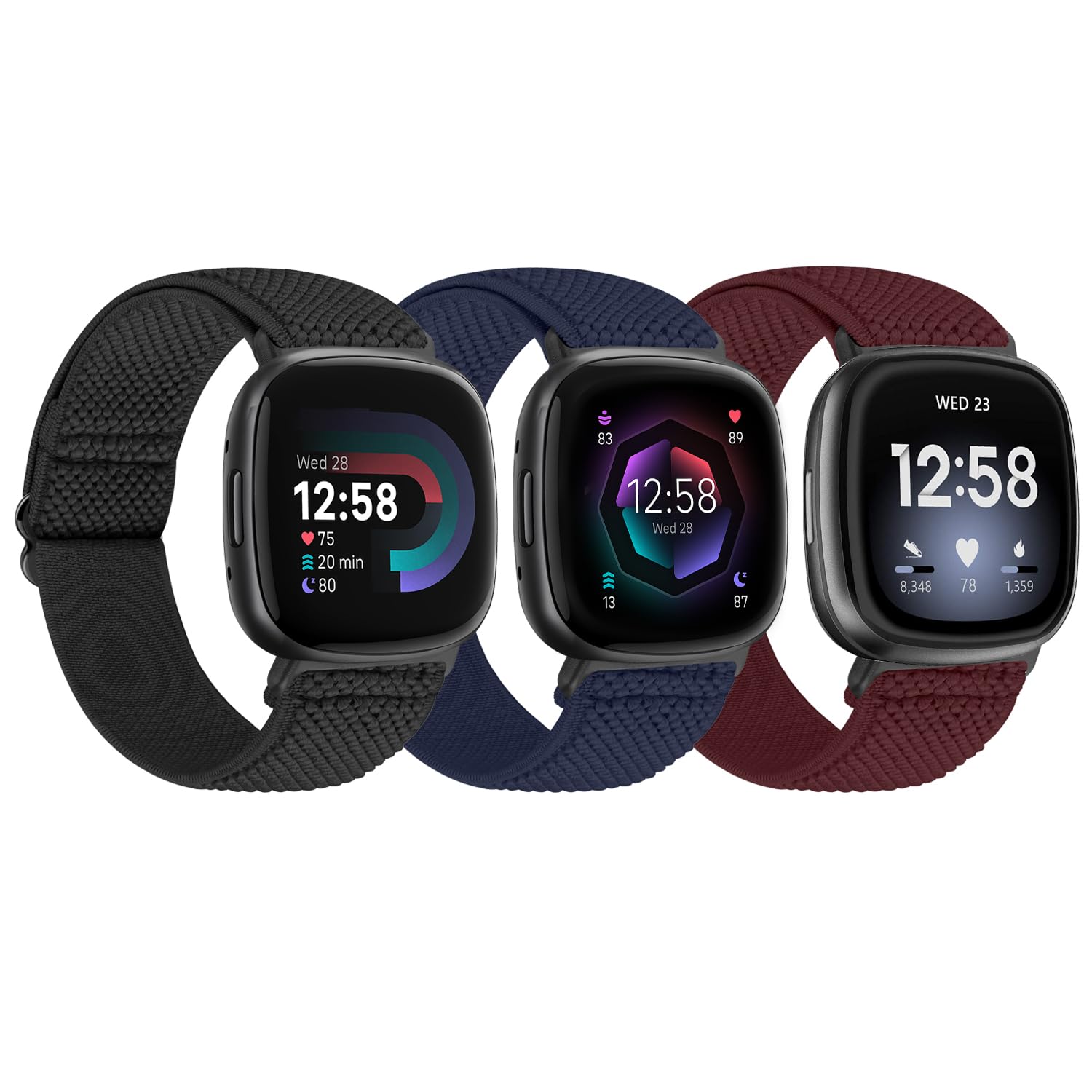 TumpCez Elastic Nylon Strap Compatible with Fitbit Versa 4/Fitbit Sense 2/Fitbit Versa 3/Fitbit Sense, Soft Adjustable Stretchy Wristbands Sport Replacement Straps for Women Men