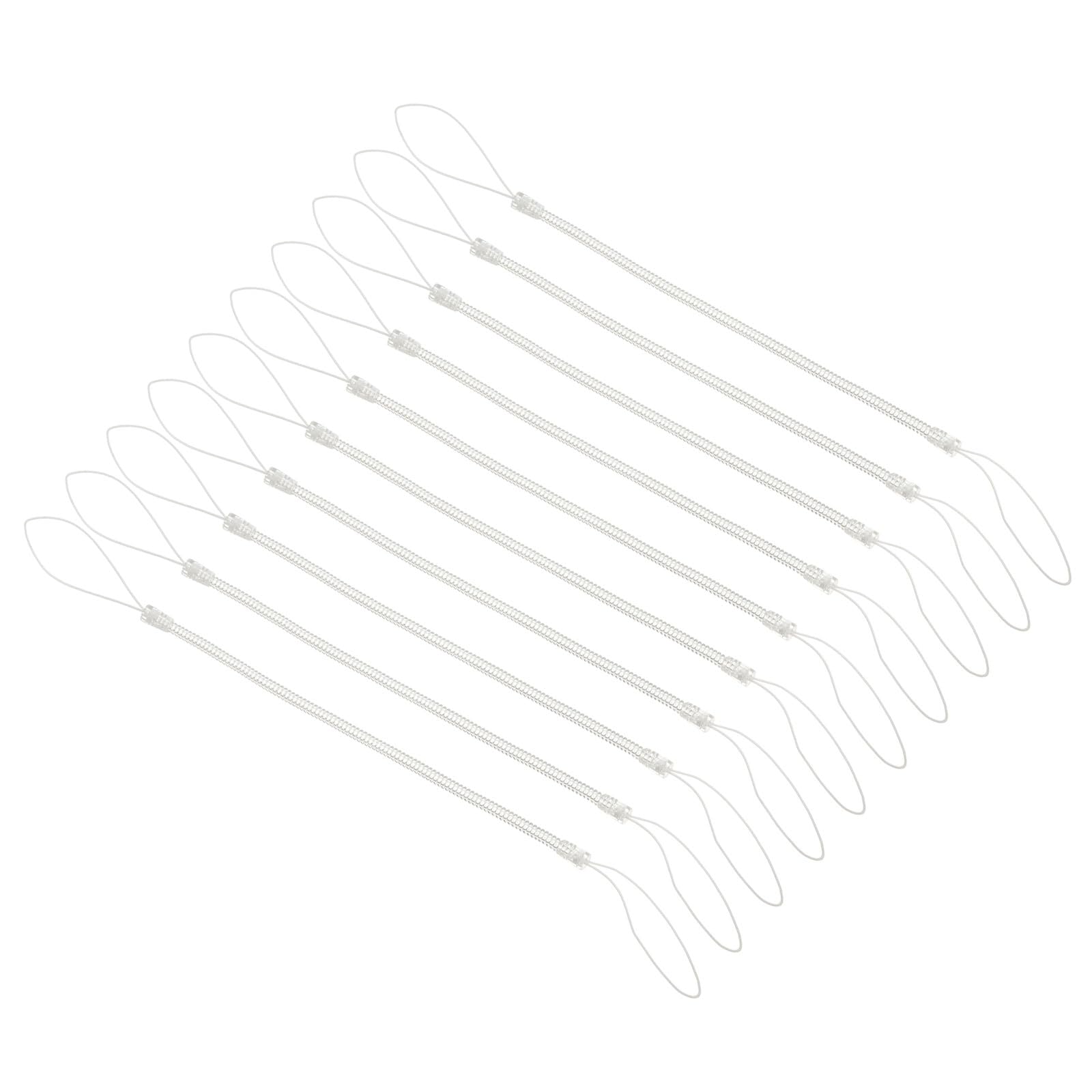 PATIKIL 6" Retractable Spring Coil Strap, 10 Pcs Thin Plastic Spiral Stretchy Key Holder Lanyard Cord for Key ID Passes Tags, Transparent