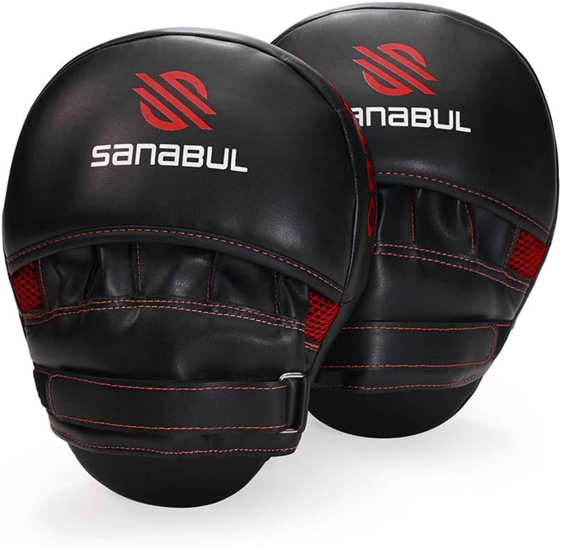 Sanabul Essential Curved Boxing MMA Punching Mitts (Black/Red) : Sports & Outdoors