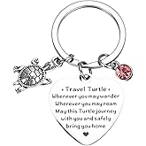 Tyqour Travel Turtle Keyring Turtle Gifts Good Luck Charms Sea Turtle Keychain Encouragement Keyring for Travelers Lovers Women Family Friends Handbag Accessories Backpack Stocking Stuffers