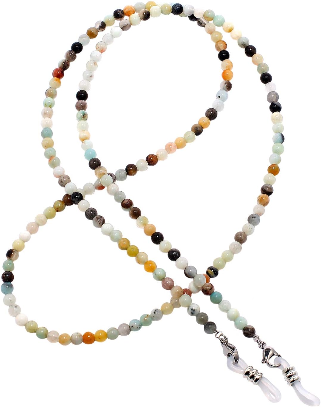 Eyeglasses Holder Gemstone Beaded Chain Retainer for Sunglasses Necklace Agate Amazonite Pearl Coral Ametiste Jasper RC