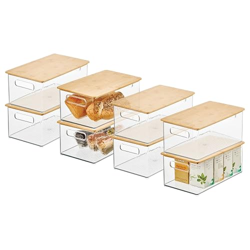 mDesign Plastic Stackable Storage Organizer Container Bin with Handles ...