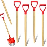 Gisafai 4 Pcs Wooden Shovel Handle Replacement Long D Shaped, 28.7 Inch | Shovel Handle with Plastic Grip Handle for Garden Digging Raking Tool Accessories