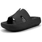 Scecocrs H-starp Cloud Cushion Slides for Women,Womens Platform Comfortable Memory Foam Arch Support Recovery Sandals,Waterproof EVA Cushioned Pillow Slippers for Beach Shower Bathroom Pool