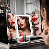 WEILY LED Makeup Vanity Mirror Tri-Fold 1x 2x 3x Touch Screen White view 6