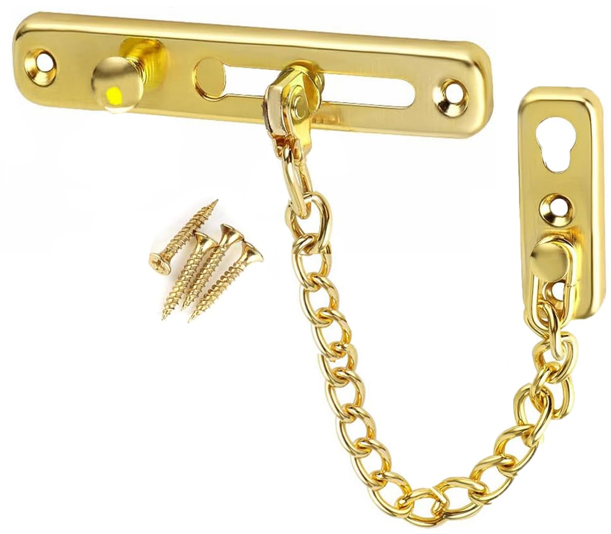 Litensh Door Chain Lock, Stainless Steel Door Guard Anti-Theft Press Lock, Chain Door Guard Lock Latch Sliding Lock for Hotel Home Living Motel Apartment Bedroom Gold