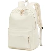 Bluboon School Backpack for Teen Girls Women Laptop Backpack College Bookbags Middle School Travel Work Commuter Back Pack(Solid Beige)