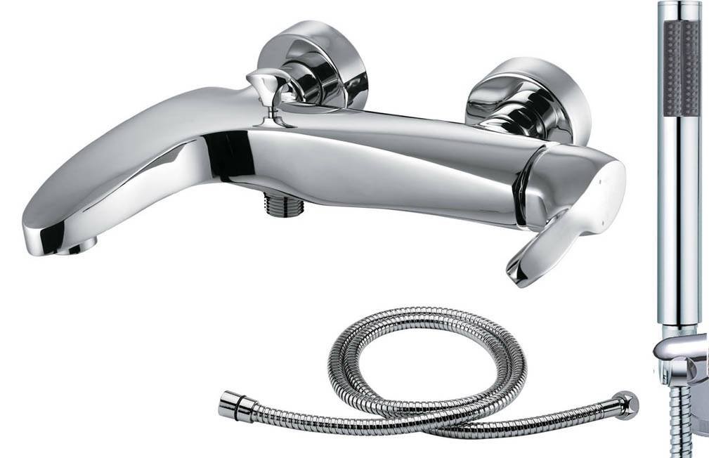 Bath Bathroom Wall Mounted Shower Mixer Chrome Shower Head 1.5m Hose (Spree 4)