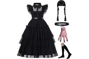 RUXINRUA Black Costume Dress, 4-13 Years Girls Outfits with Accessories Dress Up Set, Family Halloween Cosplay Party
