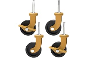 HYEJDRV 2.5-Inch Replacement Wheels for Shop-Vac (Set of 4), Stem 8mm x 38mm or 5/16 Inch x 1.5 Inch Swivel Caster Wheel (2 Swivel & 2 Locking Brakes) - Yellow