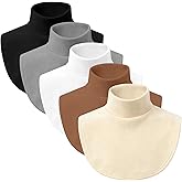 5Pcs Fake Turtleneck Collars Detachable Dickey Collar High Warmer Turtle Necks Half Top Mock Blouse for Women Men