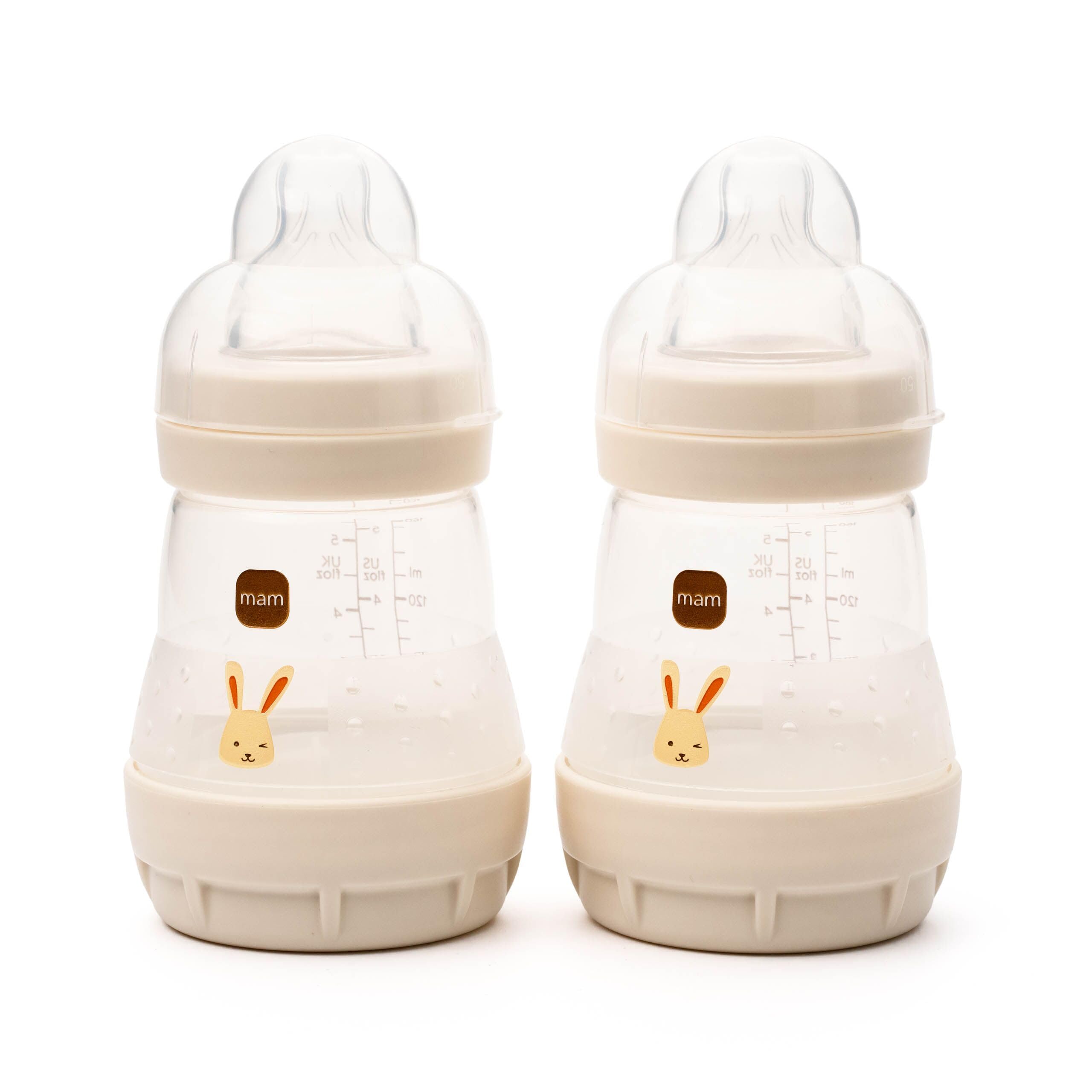 MAM Easy Start Anti-Colic Baby Bottles | 2 Pack (2 x 160ml) | Self-Sterlising Baby Milk Bottle | Slow Flow MAM Teats Size 1 | Newborn Essentials | Shell (Various Designs) | Linen