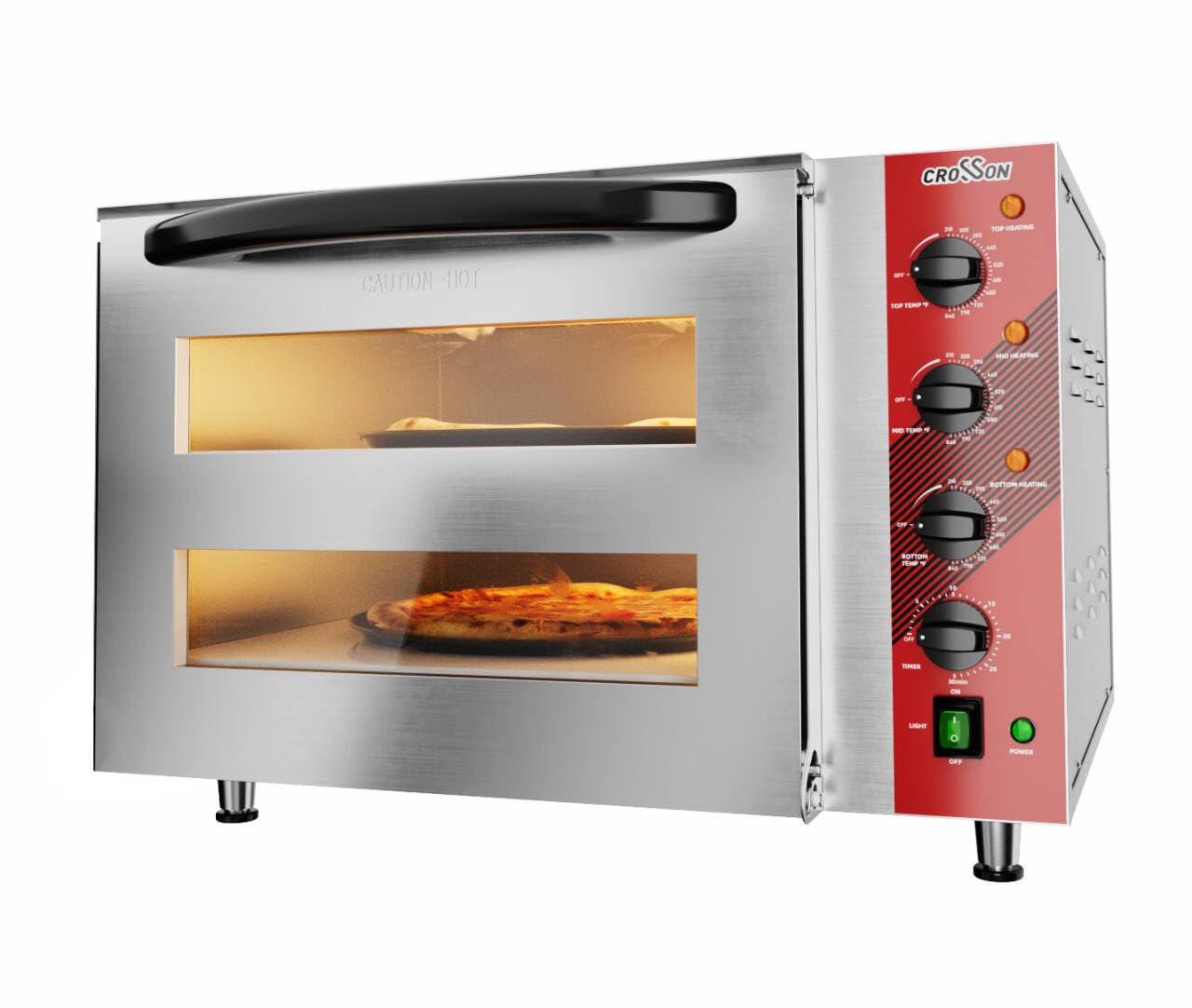 Photo 1 of ***UNABLE TO TEST, REQUIRES NEMA6 ADAPTER*** CROSSON Commercial Double Deck 18 Inch Countertop Electric Pizza Oven with 15mm Thick Pizza Stone, Indoor Pizza Bakery Oven for Commercial Use Only,240V/4500W