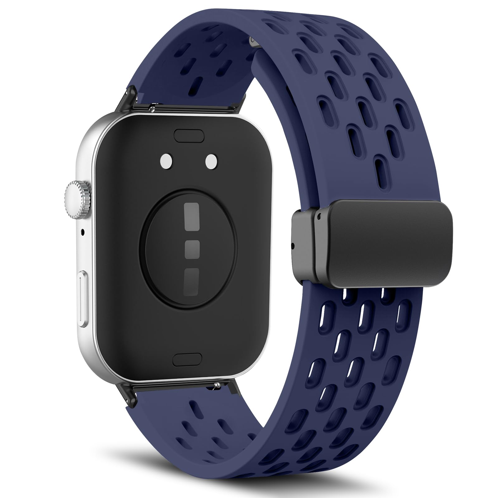 MaEiol Silicone Strap for Huawei Watch Fit 4 Pro/Fit 4/3, Soft Breathable Sport Magnetic Buckle Watch Bands Replacement Straps for Unisex - Darkblue