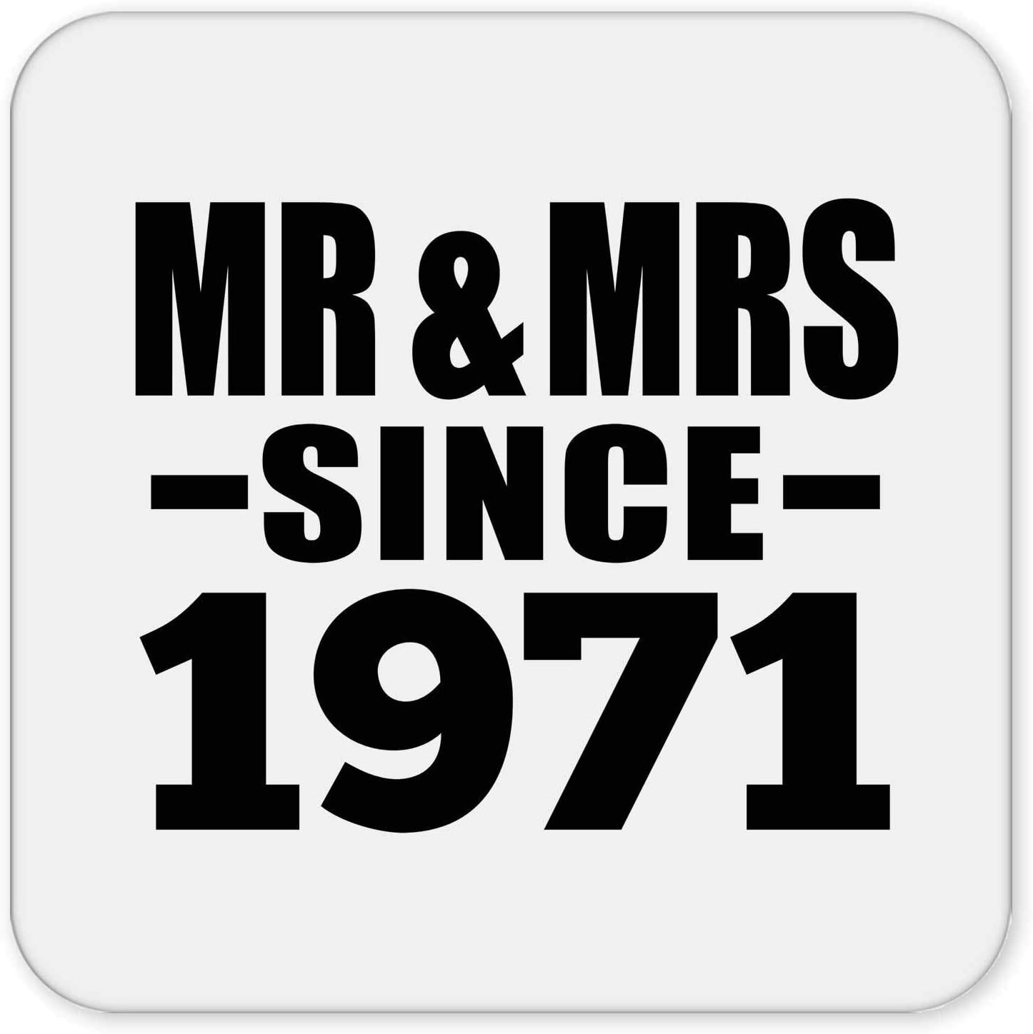 50th Anniversary Mr & Mrs Since 1971 - Drink Coaster Non-Slip Non-Skid Cork Mat Back-ing - for Wife Husband Wo-men Her Him Wedding Birthday Anniversary Mother’s Father’s Day