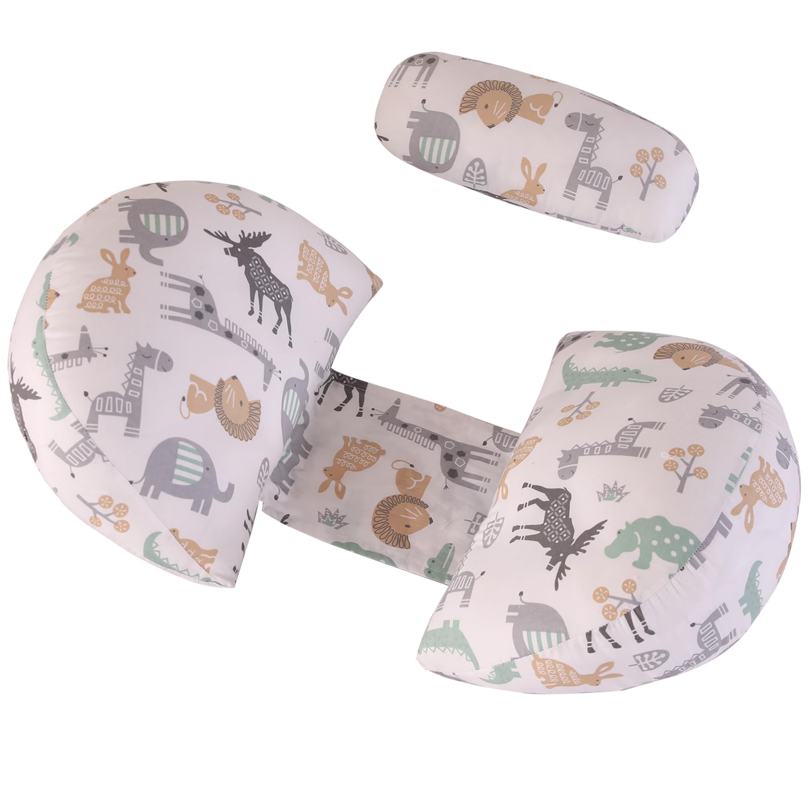 GKXLH Pregnancy Pillow - Pregnancy Pillows for Sleeping Support for Back, Hips, Legs, Soft Maternity Pillow for Pregnant Women Detachable and Adjustable Double Wedge with Cover (Animal, Small)