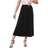 SweatyRocks Women's Casual Solid Longline Pleated Long Skirt