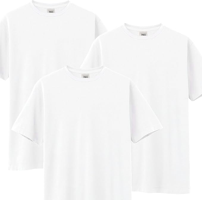 Amazon.com: Camisetas para hombre Hollywood Pro, color blanco, pesadas, paquete de 3, camisetas blancas profesionales, manga corta, cuello redondo, regular y grande y alto, 3XL-alto: Clothing