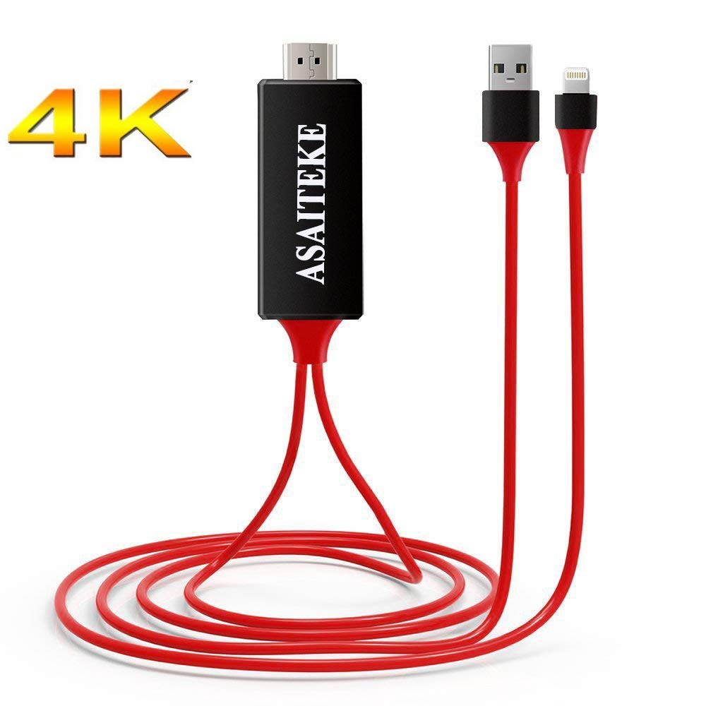 ASAITEKE Compatible with Phone to HDMI Adapter Cable, Digital AV Adapter 1080p HD TV Connector Cord Compatible with Phone X 8 7 6Plus, iPad, for iPod to TV Projector Monitor
