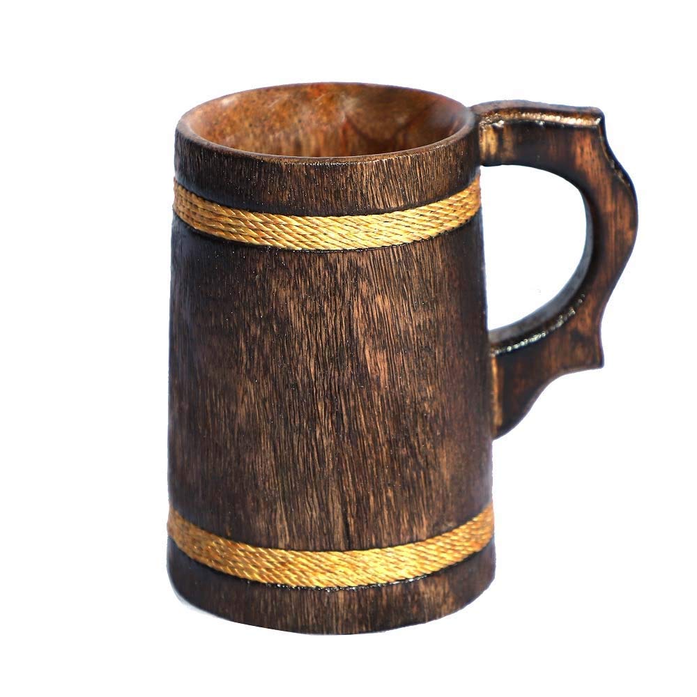 Buy HS ART Handmade Real Oak EcoFriendly Rustic Look Wooden Beer Mug