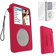 for iPod Classic Case, Silicone Skin Case Cover for Apple iPod Classic 6th 7th 80GB, 120GB Thin 160GB and iPod Video 5th 30gb + Screen Protector & Lanyard-10.5mm Thickness Thin Version(Red)