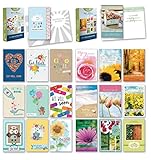 20 Count Boxed Cards w/Envelopes - Bulk Get Well Greeting Cards w/Sentiments Written Inside. Envelopes Included - 4" x 6" Size