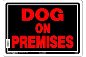 Hillman 848546 Dog On Premises Sign, Black and Red Aluminum Metal, 10x14 Inches 1-Sign