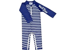 weVSwe Baby Toddler UPF 50+ Sun Protection Rash Guard Long Sleeve Swimsuit with Crotch Zipper