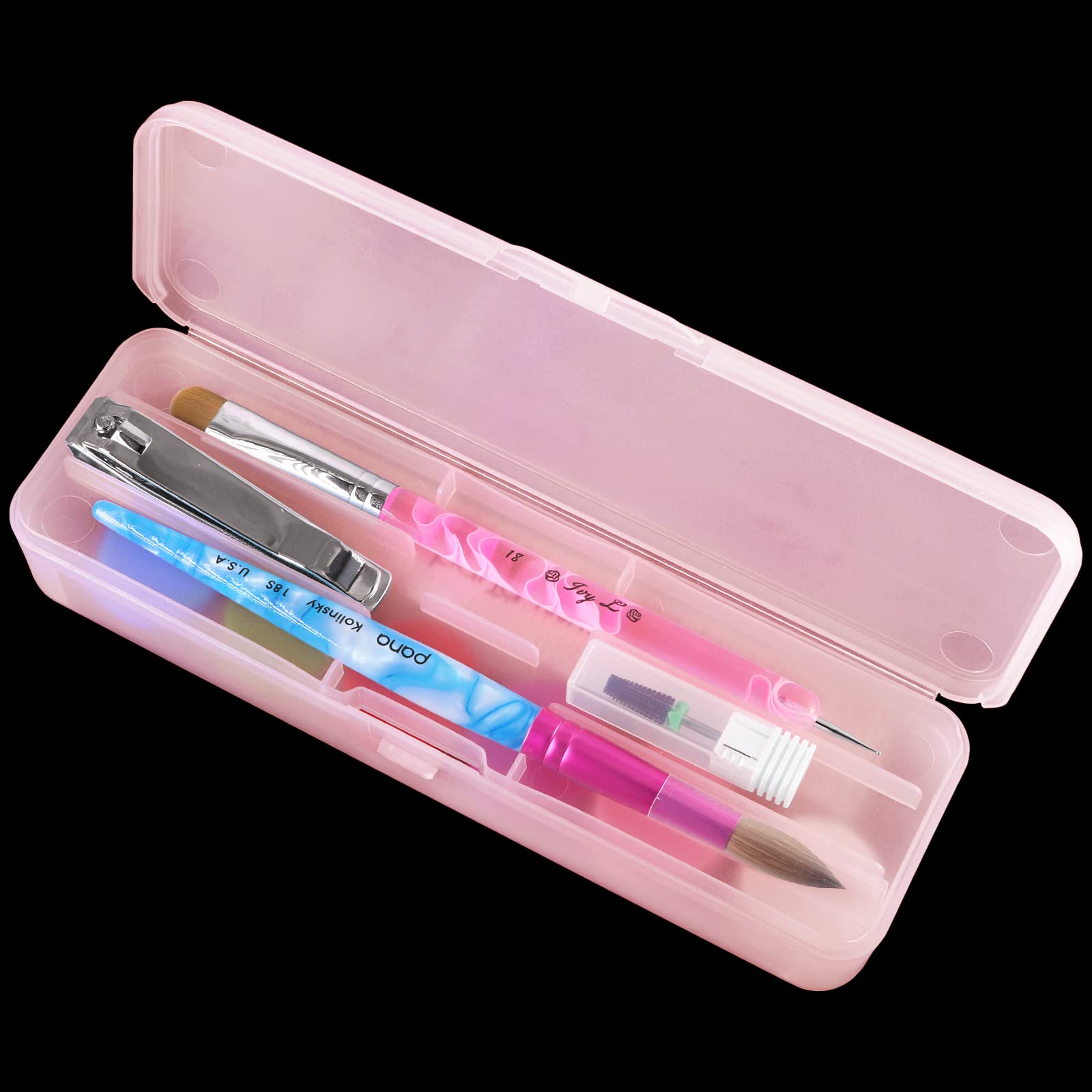 Beauticom Double-Layer Personal Storage Storage Case for Professional Nail Art Pens, Nail Brush, Tools (Pink)
