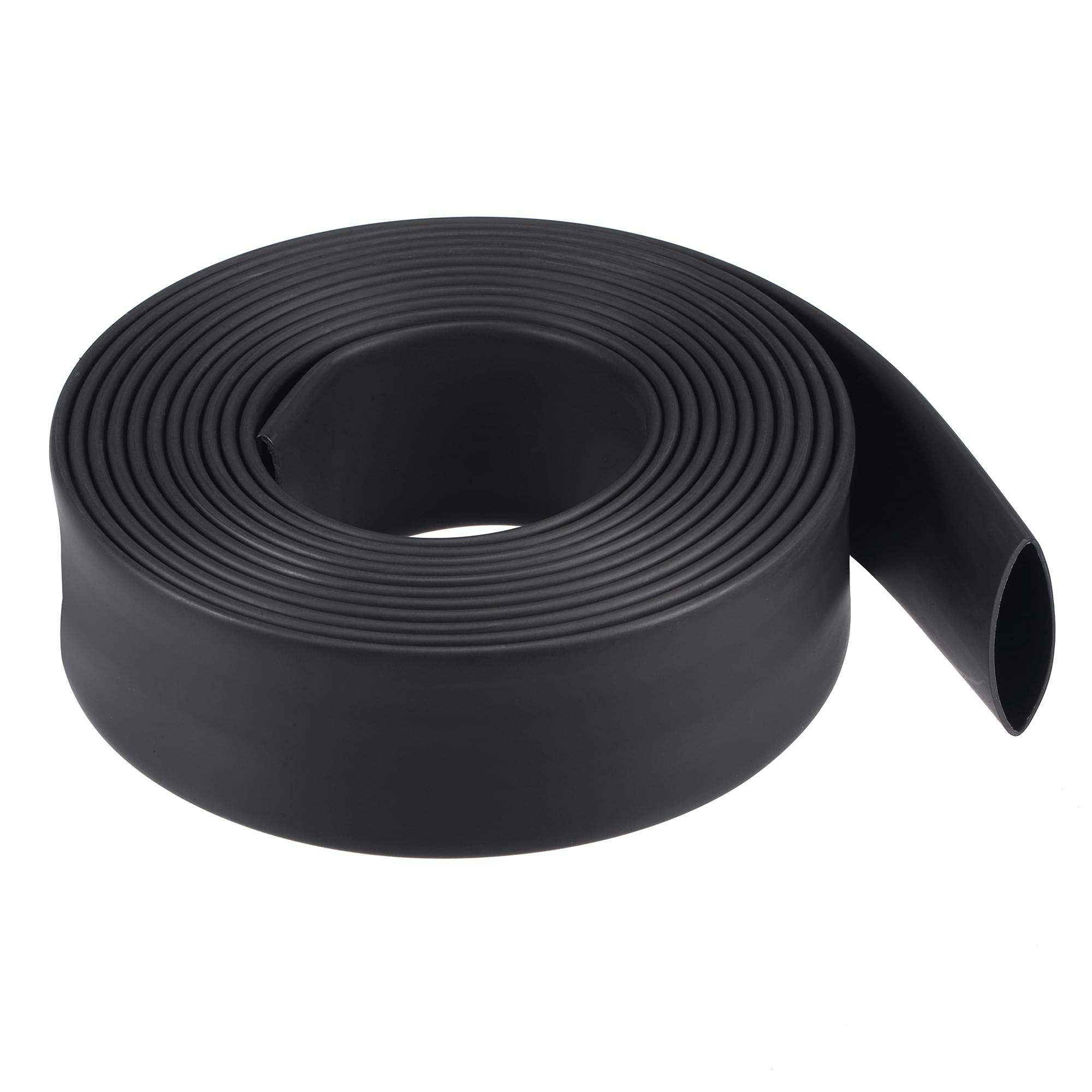 sourcing map Heat Shrink Tubing 20mm Dia 34mm Flat 4:1 Cable Sleeve for Data Cable 10ft Black