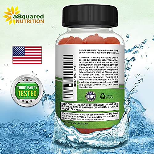 aSquared Nutrition Apple Cider Vinegar Gummies - 1500mg Per Serving - with The Mother - 90 ACV Gummies w/Vitamin B6 & B12, Folic Acid - Vegan Gummy Supplement Alternative to Capsules Pills & Drink