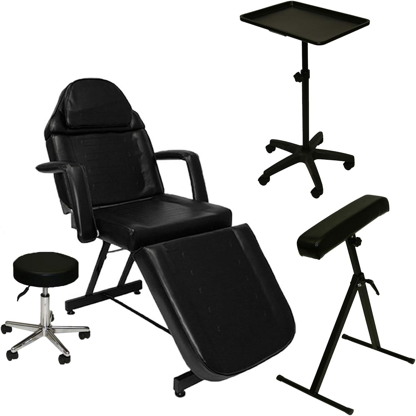 InkBed Tattoo Bed Package: Tattoo Bed, Artist Chair, Mobile Work Tray & Arm Bar (Single Post)