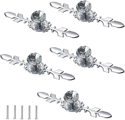 Zasiene Schrankknöpfe Kristall 5 Stück Diamant Kristall Schublade Pull