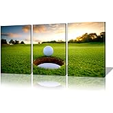 Golf Wall Art Decor for Living Room Golf Ball on A Golf Course Painting Canvas Poster Prints Framed Decor for Office Ready to Hang