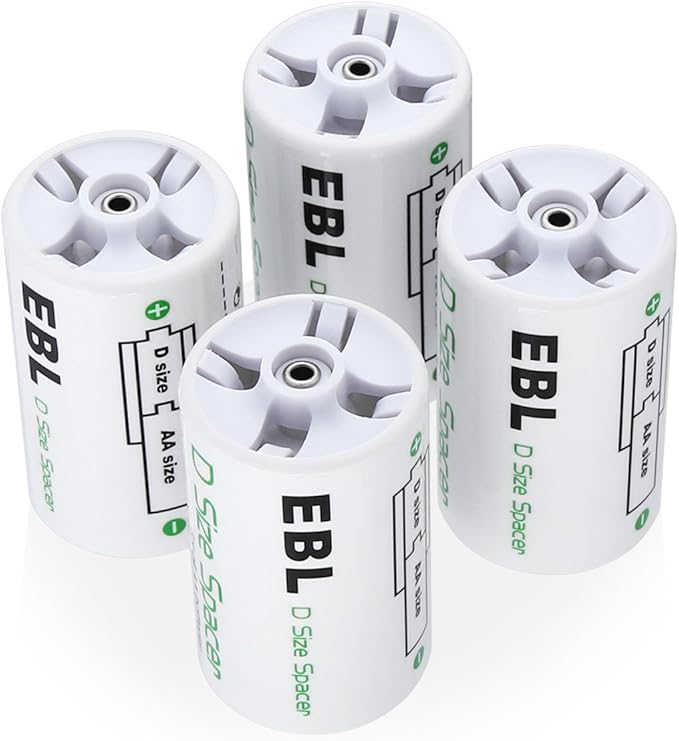 EBL D Size Battery Adapters, AA to D Size Battery Spacer