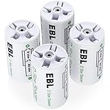 EBL D Size Battery Adapters, AA to D Size Battery Spacer Converter Case Use with Rechargeable AA Battery Cells - 4 Pack