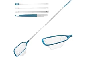 SORSWEET Professional Pool Skimmer Net 57 inch with 4 Aluminum Poles - Fine Mesh for Fast Debris Removal - Ideal Pool Nets for Cleaning Ponds, Spas, and Hot Tubs - Efficient Pool Maintenance