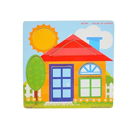 Meraki Chunky Wooden House of Shapes, Geometric Shape Puzzle, for 2+ Age Group, Non-Toxic
