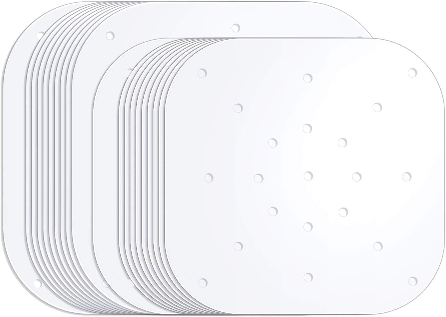 200 Pieces Air Fryer Liners 7.5 Inch 8.5 Inch Air Fryer Parchment Paper Square Steaming Paper Perforated Parchment Paper for Air Fryer Steaming Basket (White)