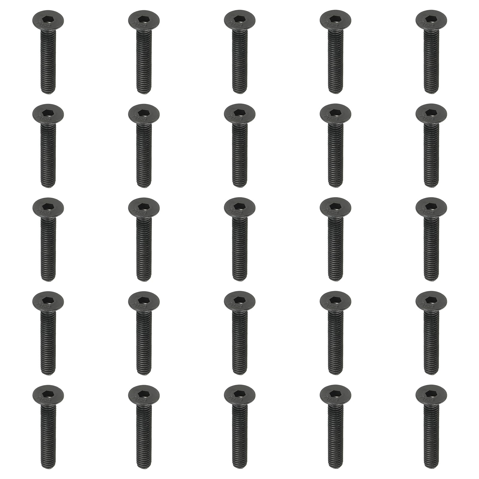 PATIKIL M6 x 35 mm Flat Head Socket Cap Screws, 20 Pack Flat Countersunk Bolts Medium Carbon Steel Hex Socket Drive Machine Screws Full Thread Black Oxide Grade 10.9