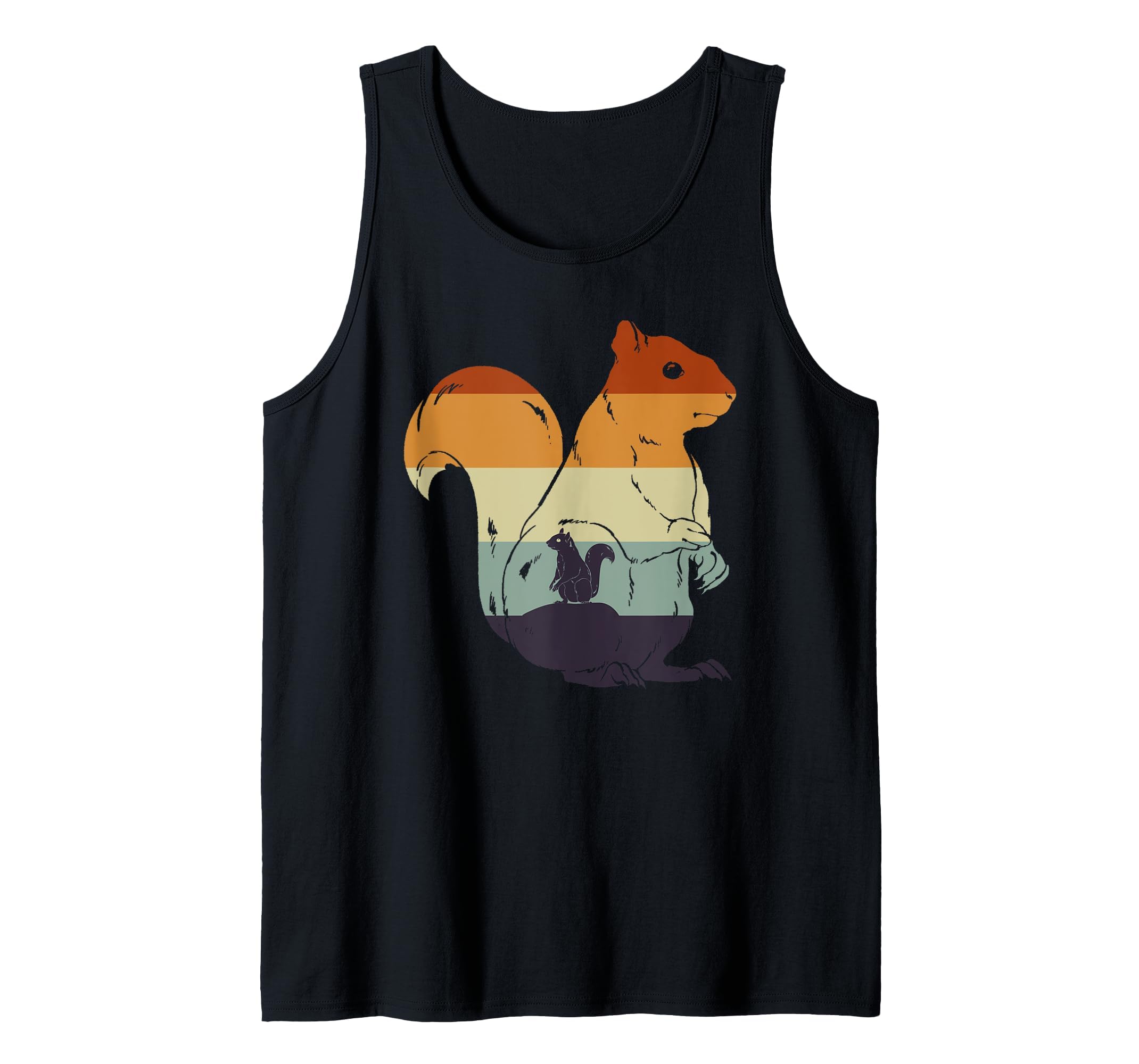 Retro Squirrel Lover Wildlife Forest Animal Squirrel Tank Top, Men, Black, X-Large