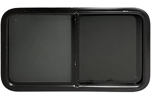 LANDCAMP RV Window, Tiny House Horizontal Slider W/Screen & Interior Camper Window Clamp Ring Included, Teardrop Replacement Trailer Window (Horizontal Slider, 35" x 22")