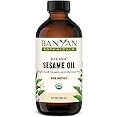 Banyan Botanicals Sesame Oil – Organic & Unrefined Sesame Oil for Skin, Body, Hair & More – Multiple Sizes – 8 oz – Non GMO Sustainably Sourced Vegan