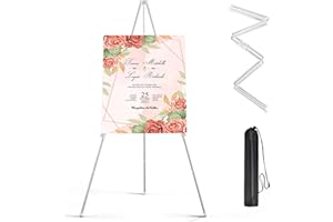 HANMIR Easel Stand for Display, 65'' Instant Easel, Foldable Ground Easel for Wedding Sign and Poster Display Stand, Adjustable Easel Metal Tripod with Portable Bag