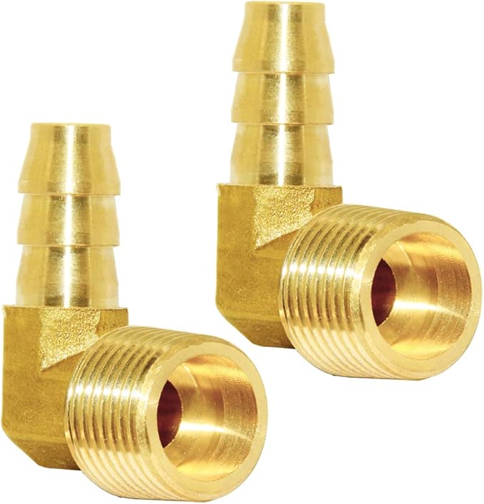 Joywayus Brass Hose Fitting,90 Degree Elbow,3/8" Barb x 3/8